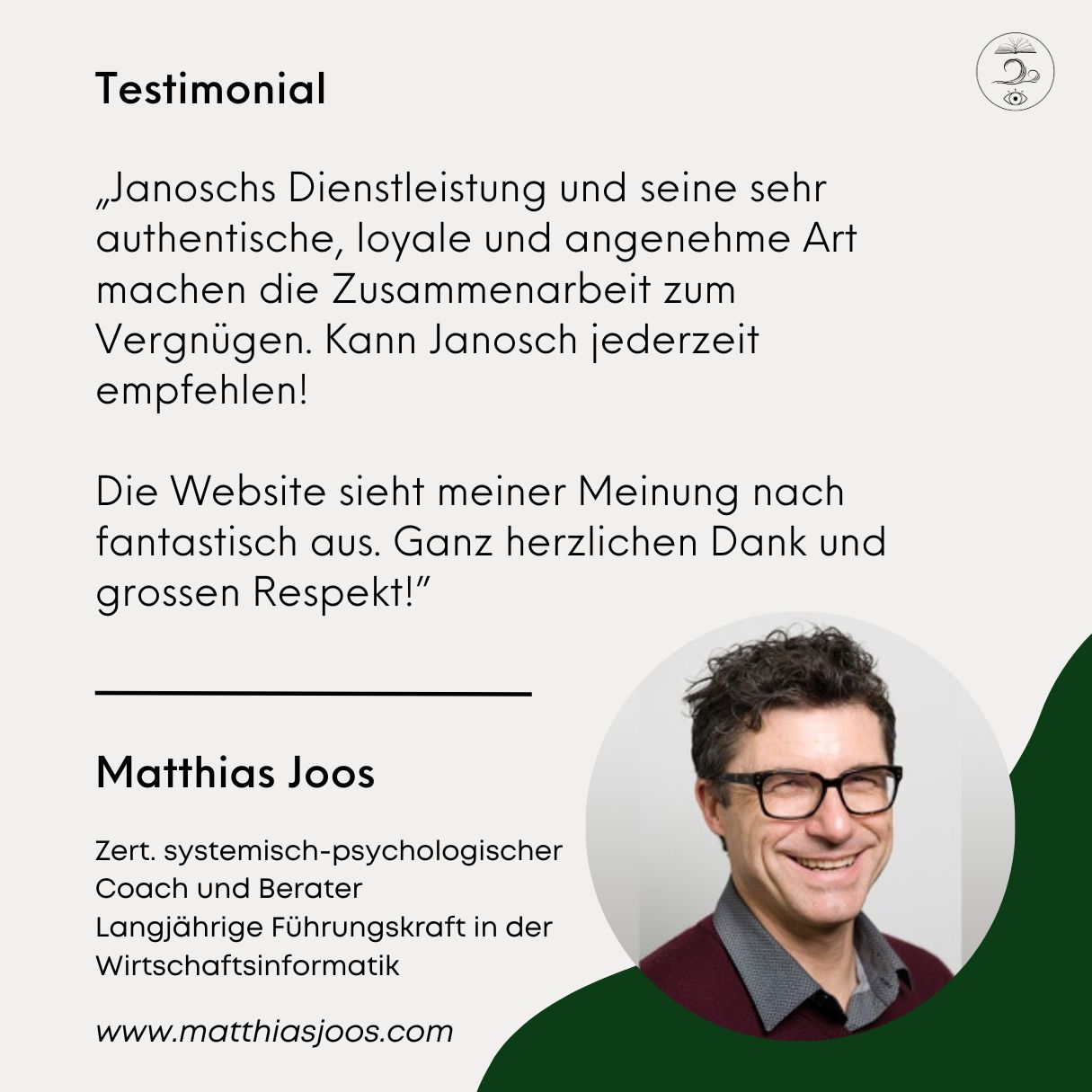 Testimonial / Referenz Matthias Joos, Coach und Berate